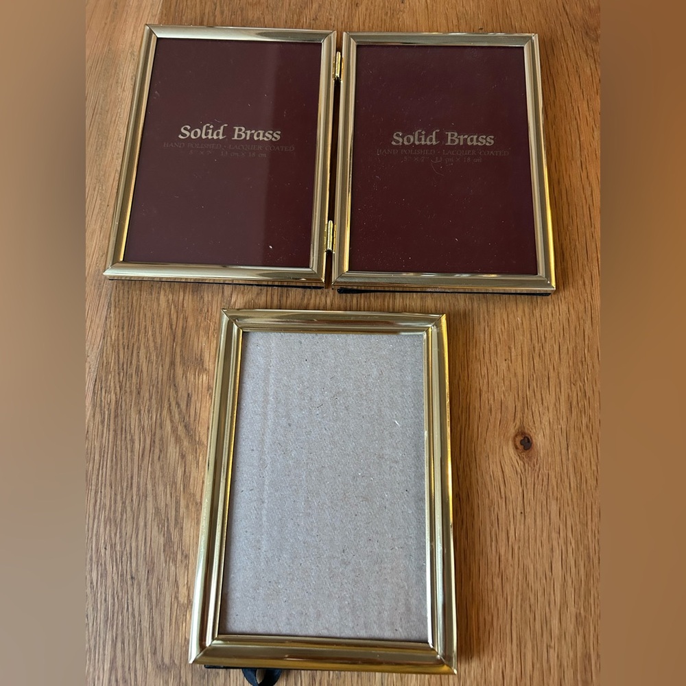 Vintage Solid brass 5x7 hinged frame & vintage 5x7 brass frame Made in Korea.